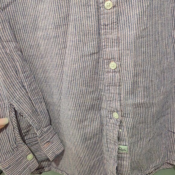Rails Pink Blue Stripe Button Up Shirt Women’s XL Linen Rayon Blend - Picture 4 of 7